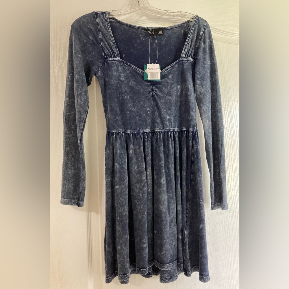 💙NEW ROXY Adorable Denim Blue Cotton Dress Size XS